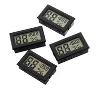 TEHAUX 4 Pièces Hygromètre Thermomètre Numérique Intégré pour Boîte | Boîtier Rectangulaire Noir en Plastique, Montage Encastré, Lecture Externe Claire, pour Terrarium et Caisses Hermétiques