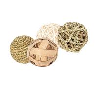 TEHAUX 4 pièces Jouets à Mâcher Herbe de Mer pour Hamsters Lapins et Cochons Balles roulettes pour Santé Dentaire et Activité Physique des Petits Rongeurs