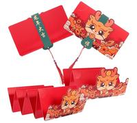 TEHAUX 4 Pièces Lot de Pochettes Rouges Pliables Dragon Année Du Dragon Enveloppes Traditionnelles pour Nouvel An Chinois Décorations Festives pour Mariage et Célébrations