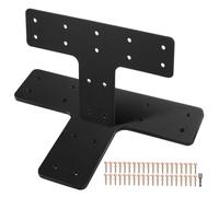 TEHAUX 4 pièces Shape Carbon Steel T Beam Bracket Set With Screws Heavy Duty Flat Connector Plates For Wood Truss Framing Weather Resistant Mending Support For DIY And Professional Use
