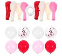 TEHAUX 40 Pièces Pack de Ballons Latex pour Fête Romantique Saint-valentin Décorations Valentine Day Ballons Rouges Roses Blancs et Paillettes pour Mariage et Anniversaire