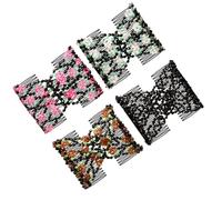 TEHAUX 4pcs Barrettes à Cheveux pour Filles et Peignes à Cheveux pour Femmes Perles, Clips Doubles Extensibles en Plastique et Résine, Confortables à Porter, Chic et Plusieurs styles