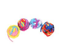TEHAUX 4pcs Jouets pour Chats Boules Interactives en Polyester Couleurs Différentes Queue 40cm pour Jeu Intérieur et Divertissement Plusieurs Styles