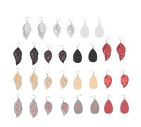 TEHAUX 5 Paires de Boucles d'Oreilles Pendantes en Similicuir Pailleté Design Feuilles et Larmes Couleurs Rouge Noir Or Gris Argenté Boucles d'Oreilles pour Femmes Accessoire Mode