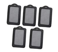 TEHAUX 5 pièces Porte Badge Vertical PU Similicuir Noir Lot de Protection pour Carte Identité Badge et Passe Fenêtre Transparente pour Visibilité