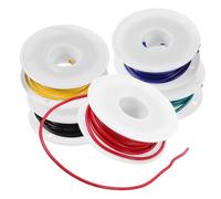 TEHAUX 5 Rouleaux Câble en Cuivre Isolé 5m Gaine en Caoutchouc, Fil Électrique Souple 300v, Résistance Haute Tension, pour Alimentation et Bricolage Électrique