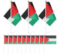 TEHAUX 50 pièces Drapeaux Palestiniens à Main avec Hampe Légère Petits Drapeaux Nationaux pour Célébrations Événements Sportifs et Politiques