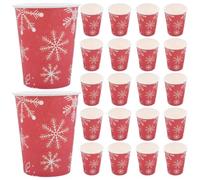 TEHAUX 50 Pièces Gobelets en Papier Rouges de 250ml pour Fêtes de Noël Motif Flocon, Design Festif Hivernal, Faciles à Jeter, pour Célébrations en Famille Bureau