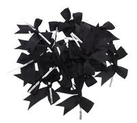 TEHAUX 50 Pièces Nœuds Ruban Noirs Pré-noués avec Fil Torsadé Mini Nœuds Décoratifs pour Sacs Friandises Paquets Cadeaux Mariage Anniversaire Fête et Loisirs Créatifs