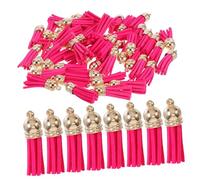TEHAUX 50pièces Pompon Porte-clés Pu Décoré de Mini-pompons Colorés pour Loisirs Créatifs Fabrication de Bijoux Décoration de Sacs et Accessoires Porte-clés