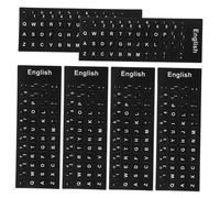 TEHAUX 6 Feuilles Autocollants de Clavier Anglais Stickers de Lettres Autocollants pour Ordinateur Portable Protection Durable avec Lettrage Blanc sur Fond Noir