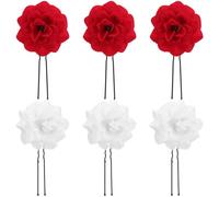 TEHAUX 6 Pièces Épingles à Cheveux Mariage en Tissu Décor Fleurs Roses, Fourche à Cheveux en U, Faciles à Utiliser et Maintien pour Soirées et Anniversaires