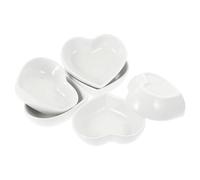 TEHAUX 6 pièces Lot de Coupelles Porcelaine Forme Cœur pour Sauce Soja et Condiments Assiettes Soucoupe Blanches Multi-usage pour Apéritifs et Snacks Réutilisable