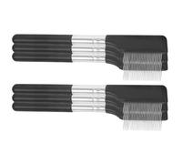 TEHAUX 6 Pièces Peigne à Cils en Acier Noir Outil Séparateur de Cils avec Manche Droit, Brosse Precision pour Soin Personnel et Séance de Maquillage Facile à Nettoyer