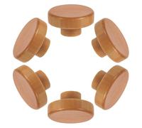TEHAUX 6 pièces Poignées de Meuble Bois Massif Rétro Boutons Ronds à Trou Unique Lot de Poignées Tiroir Rustiques pour Armoires et Placards Installation Facile