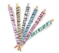 TEHAUX 6Pièces Lot de Stylos Bille à Motif Zebra pour Bureau Stylos Ergonomiques Plastique Accessoires de Bureau pour Étudiants