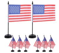 TEHAUX 8 Ensembles Drapeau Américain et Résistant Décoloration Décoratif de Bureau avec Base en Plastique, Facile à Installer Célébration Fête de L'indépendance Salle de Réunion