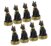 TEHAUX 8 pièces Figurines Miniatures Chat Égyptien Résine Décor Jardin et Intérieur Statues Chaton Artisanales Ornements Animaux Miniatures pour Collection et Cadeau