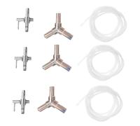 TEHAUX 9 pièces Distributeur Air Aquarium Acier Inoxydable Accessoires Pompe à Oxygène avec Vanne Anti-Retour Tube Flexible Translucide Kit et Facile à Installer pour Bassin et Aquarium