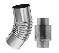 TEHAUX Acier Inoxydable Coude de Cheminée 60mm 45° pour Poêle | Kit D’assemblage Modulaire, Installation Peu Encombrante, Haute Chaleur, Usage Maison et Camping, Argenté