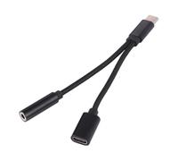 TEHAUX Adaptateur USB-C 2-en-1 Noir Convertisseur Charge et Écouteurs Compact Réversible pour Téléphone et Casque Compatible Charge Rapide et Audio Portable pour Usage Quotidien