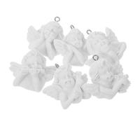 TEHAUX Ange pour Fabrication de Pendentifs et Charms Porte-clés Breloques en Résine Blanche 6pcs pour Noël Décoration Bijoux DIY et Créations Artisanales