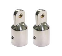 TEHAUX Argenté Capuchon D'extrémité à Œillet Bimini 2 Pièces 316 INOX | Finition Polie Miroir, Bords Lisses, Deux Trous de Boulon 1/4 Pouce, pour Assemblage de Cadre