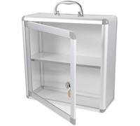 TEHAUX Armoire Murale pour Remède en Métal Serrure et Poignée, Grosse Capacité, Coins Arrondis Argentés, Adaptée pour Usage Domestique et Trousse d'Objets Trouvés