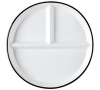 TEHAUX Assiette Compartimentée en Céramique, Plat de Contrôle Des Portions pour Enfants Et Adultes, Plateau de Service Compartimenté de 20 Cm, Assiette à Dîner en Céramique Blanche pour Une