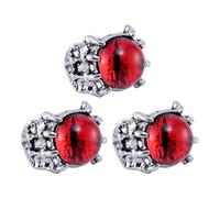 TEHAUX Bague Œil Vintage Punk pour Homme en Alliage Rouge, Anneau Ouvert Style Griffe D’aigle, Lot de 3 pour Anniversaire ou Enterrement de Vie de Garçon
