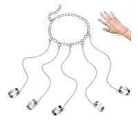 TEHAUX Bague Manchette à Chaîne Style Punk en Alliage Argenté Ouverte et Ajustable Bague Légère pour Plusieurs Doigts Bijou pour Soirées et Fêtes