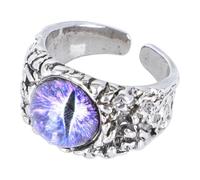 TEHAUX Bague Ouverte Ajustable Œil Maléfique en Alliage, Anneau Grand Ouvert Rétro Violet Foncé, Accessoire Mode Femme et Homme pour Soirées et Occasions Spéciales