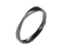 TEHAUX Bague pour Couple en Argent Sterling S925 Bague Ouverte Design Anneau Infini Anneau Noir pour Homme Bijou Délicat et Minimaliste Présent Romantique pour Relation à Distance