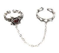 TEHAUX Bague Vintage Rose avec Chaîne en Alliage Bague Ouverte Décorative pour Femmes Bijoux à Maillons pour Usage Quotidien et Soirées