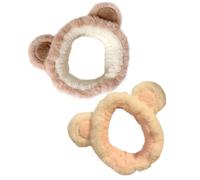 TEHAUX Bandeau Cheveux Duveteux pour Soins Peau et Maquillage, Serrage-tête Réutilisable en Tissu Pelucheux, Femme, pour Lavage du Visage et Spa, Lot de 2 Couleurs Kaki et Rose Pâle