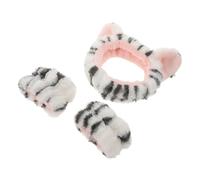 TEHAUX Bandeau et bracelets absorbants en peluche noire, ensemble élastique 1 set, accessoires pour soins du visage et masque facial, utilisation pour activités de soin de la peau