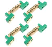 TEHAUX Barre Omnibus en Cuivre 4 Pièces 6 X 9 Cm 6 Positions Bornier de Terre Vert pour Distribution Électrique Résidentielle et Commerciale, Connecteur de Barre Omnibus, Bloc de