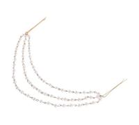 TEHAUX Barrette à Cheveux en Perles Pompon Doré, Légère et Antidérapante, Accessoire Élégant pour Mariage ou Séances Photo Quotidiennes