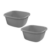 TEHAUX Bassine en Plastique Épais Grise, Grand Modèle Rectangulaire 2 Pièces, Lavabo Polyvalent pour Laver Visage, Cheveux, Pieds, Légumes, Fond Antidérapant pour Usage Domestique