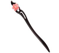 TEHAUX Bâtonnet à Cheveux Chinois en Bois D’ébène Noir Fleur Rouge Sculptée Baguette à Cheveux Longue Vintage pour Chignon Traditionnels pour Mariage et Coiffure Élégante