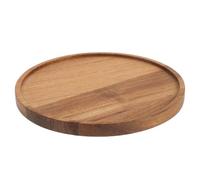 TEHAUX Bois Plateau de Service Rond Tournant Style Vintage Café | Service Polyvalent, Présentation de Table Surélevée, pour Boissons, Ton Café