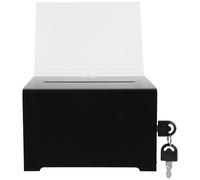 TEHAUX Boîte à Dons en Acrylique Noir avec Serrure Robuste et Design Simple, Urne Sécurisée pour Collectes, Votes et Suggestions Publiques