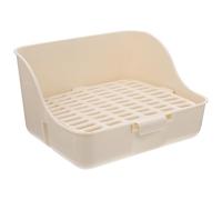 TEHAUX Boîte à Toilettes Pratique pour Lapin en Plastique Blanc, Bac Compact pour Petits Animaux comme Cobayes et Chinchillas, pour Jardin ou Parc
