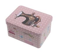 TEHAUX Boîte de Rangement Métallique Légère avec Couvercle à Charnière - Boîte à Couture Portable Petit Format 12,5 X 8,9 X 6,6 Cm - Conteneur Multifonction pour Fils, Aiguilles