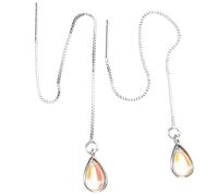TEHAUX Boucles D’oreilles en Pierre de Lune Goutte D’eau Pendantes en Cuivre Plaqué Blanc, Bijoux Fantaisie pour Femmes, Usage Quotidien et Soirée, Modèle Léger et Élégant