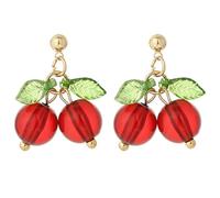 TEHAUX Boucles D’Oreilles Pendantes Cerises Petite Taille Métal Hypoallergénique Rouge Vif 1 Paire Bijoux Décoratifs pour Femmes et Filles Accessoire D’Oreille pour Soirées et