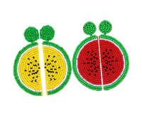TEHAUX Boucles D’oreilles Pendantes Pastèque Perlées en Perles, Bohème, 2 Paires, Légères pour Femmes, Été et Usage Quotidien, Taille Moyenne