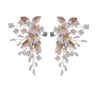 TEHAUX Boucles de Chaussures Amovibles en Perles Dorées 1 Paire de Clips Décoratifs Fleur pour Mariage Accessoires Élégants pour Chaussures de Mariée pour Décoration et Cérémonie
