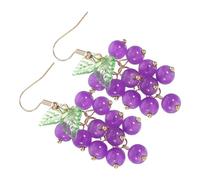 TEHAUX Boucles d'Oreilles à Motif Fruité en Argenté 925 Puces d'Oreilles Créatives Violettes Pendentif Grappes de Raisin Bijoux Hypoallergéniques Décoratifs pour Femme Accessoires