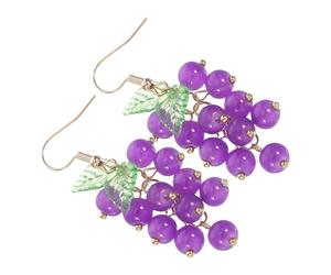 TEHAUX Boucles d'Oreilles à Motif Fruité en Argenté 925 Puces d'Oreilles Créatives Violettes Pendentif Grappes de Raisin Bijoux Hypoallergéniques Décoratifs pour Femme Accessoires